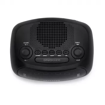 AIWA CR-09J FM-Uhrenradio mit Dual-Alarm, LED-Anzeige, Schwarz