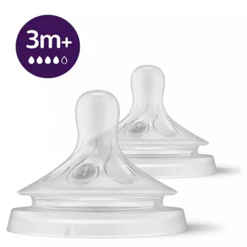 Philips Avent Natural Response Babyflaschensauger, schneller Milchfluss, 3m+, 2er-Pack, Silikon, Transparent