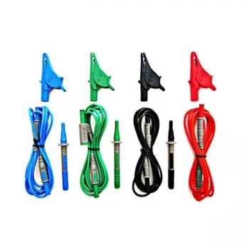 HT Instruments Universal Test Lead Set G3, CAT IV 600V / CAT III 1000V, 10A, 1,5m Silikon-Messleitungen mit Prüfspitzen und Krokodilklemmen, Rot/Schwarz 1006210