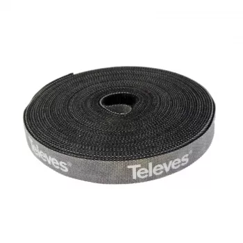 Televes KB 8 Klettband-Kabelbinder-Rolle, 8 mm x 10 m, Schwarz, Wiederverwendbar 200101