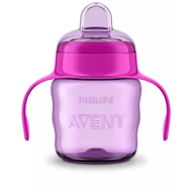 Philips AVENT Easy Sip Trinklernbecher mit Griffen, 6M+, 200 ml, Silikontülle, Rosa