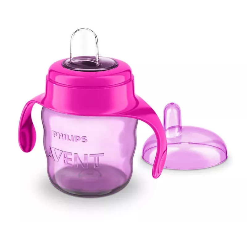 Philips AVENT Easy Sip Trinklernbecher mit Griffen, 6M+, 200 ml, Silikontülle, Rosa