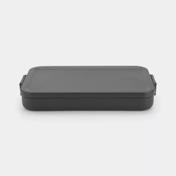 Brabantia Make & Take flache Lunchbox, Dunkelgrau, 1,2 L, BPA-freier Kunststoff, auslaufsicher, spülmaschinenfest
