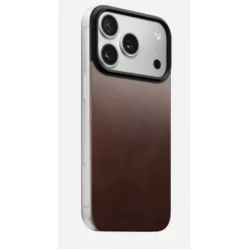 NOMAD Magnetic Leather Back für iPhone 17 Pro MagSafe-kompatibel Horween Leder Rustic Brown