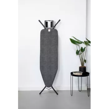 Brabantia Bügelbrettbezug Denim Black, Größe B, 124x38 cm, 8mm Polsterung