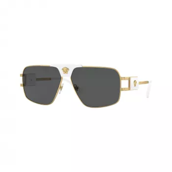 Versace VE2251-147187 Herren Piloten-Sonnenbrille, Gunmetal Rahmen, Graue Gläser, 63/12/145 mm
