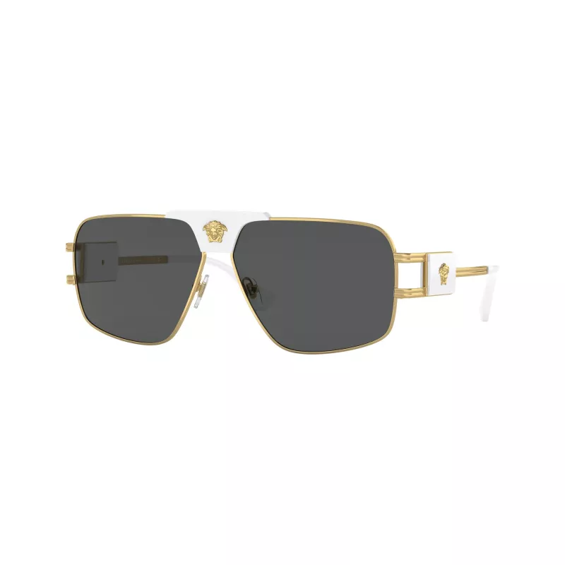Versace VE2251-147187 Herren Piloten-Sonnenbrille, Gunmetal Rahmen, Graue Gläser, 63/12/145 mm
