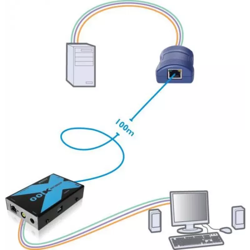 Adder Adderlink X100 VGA USB KVM Extender Set über CAT bis 100 Meter (X100-USB/P-IEC)