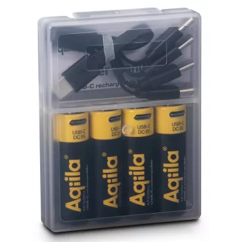 AQIILA USB-C wiederaufladbare AA Lithium-Ionen-Akkus, 1,2V, 4er-Pack (AQ200AA367C4)