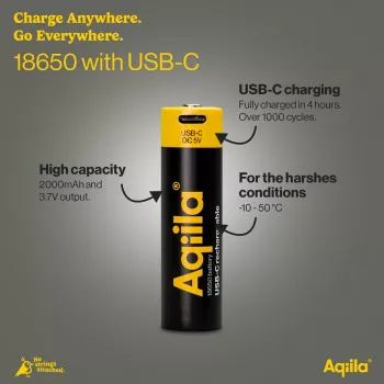 AQIILA AQ18018650398C1 USB-C wiederaufladbarer NiMH-Akku, 1,2 V, 1 Stk.