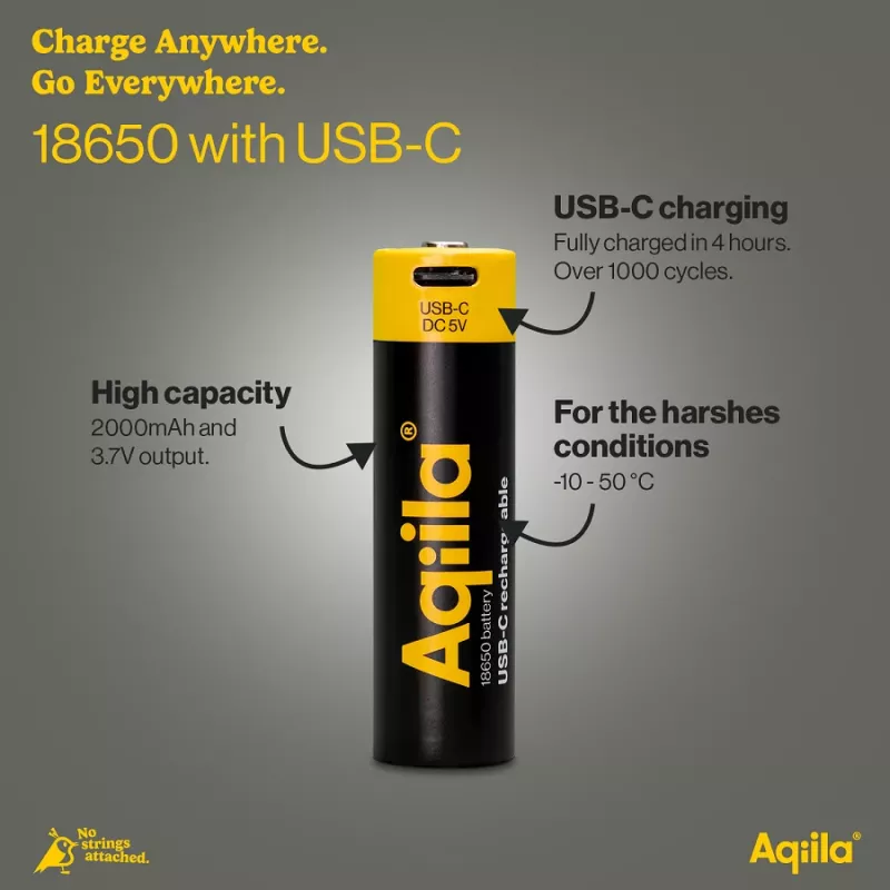 AQIILA AQ18018650398C1 USB-C wiederaufladbarer NiMH-Akku, 1,2 V, 1 Stk.