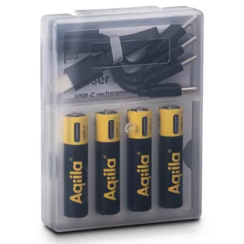AQIILA AAA NiMH Akkus mit USB-C, 1,2 V, 600 mAh, 4er-Pack AQ60AAA374C4