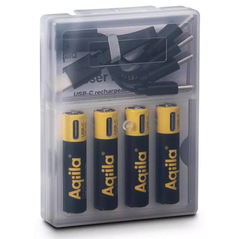 AQIILA AAA NiMH Akkus mit USB-C, 1,2 V, 600 mAh, 4er-Pack AQ60AAA374C4