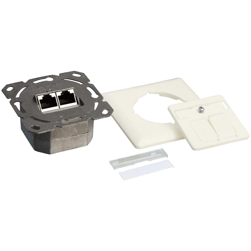 DSIT DC-Wall-In-STP6-I Unterputz Cat. 6 geschirmte Doppel-RJ45-Dose, Elfenbein