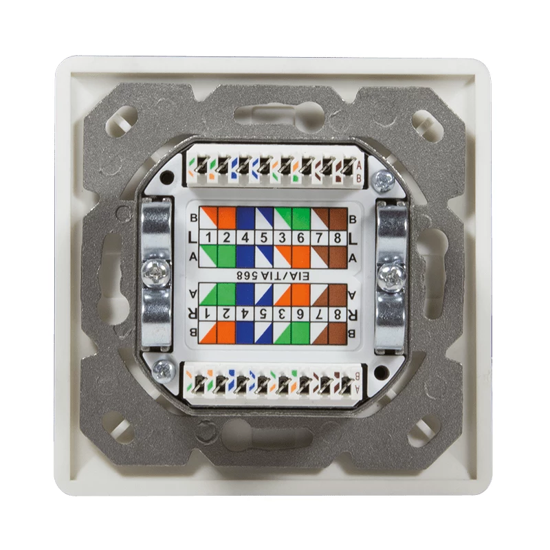 DSIT DC-Wall-In-STP6-I Unterputz Cat. 6 geschirmte Doppel-RJ45-Dose, Elfenbein