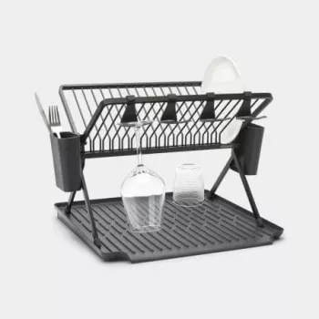 Brabantia Faltbarer Geschirrabtropfständer, Groß, Dunkelgrau