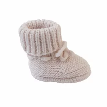 Lodger Slipper Folklore Merino-Woll-Babyschuhe, Birke, 0-6 Monate