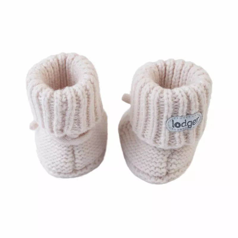 Lodger Slipper Folklore Merino-Woll-Babyschuhe, Birke, 0-6 Monate