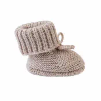 Lodger Slipper Folklore Merino-Woll-Babyschuhe, Beige, 0-6 Monate