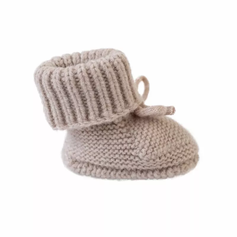 Lodger Slipper Folklore Merino-Woll-Babyschuhe, Beige, 0-6 Monate