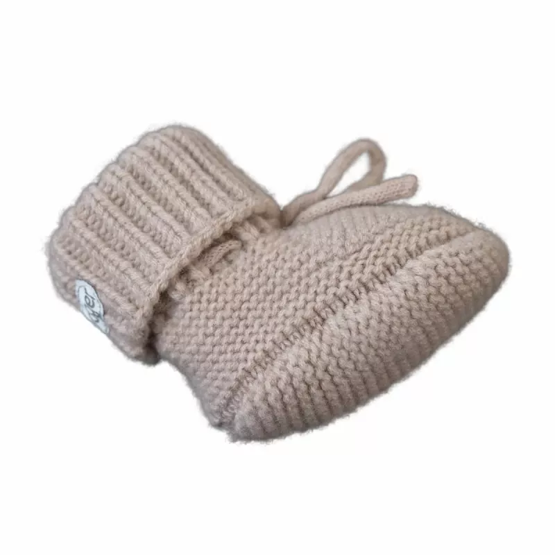Lodger Slipper Folklore Merino-Woll-Babyschuhe, Beige, 0-6 Monate
