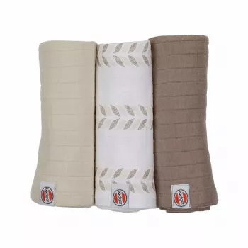 Lodger Swadler Solid Matcha Baumwoll-Pucktuch, Birch, 70x70 cm, 3er-Pack
