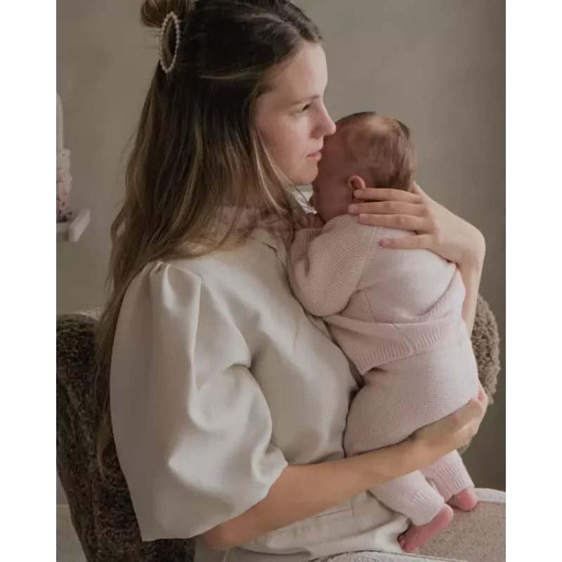 Lodger Topper Strick Merino Babyjacke, Hellbraun, Größe 62