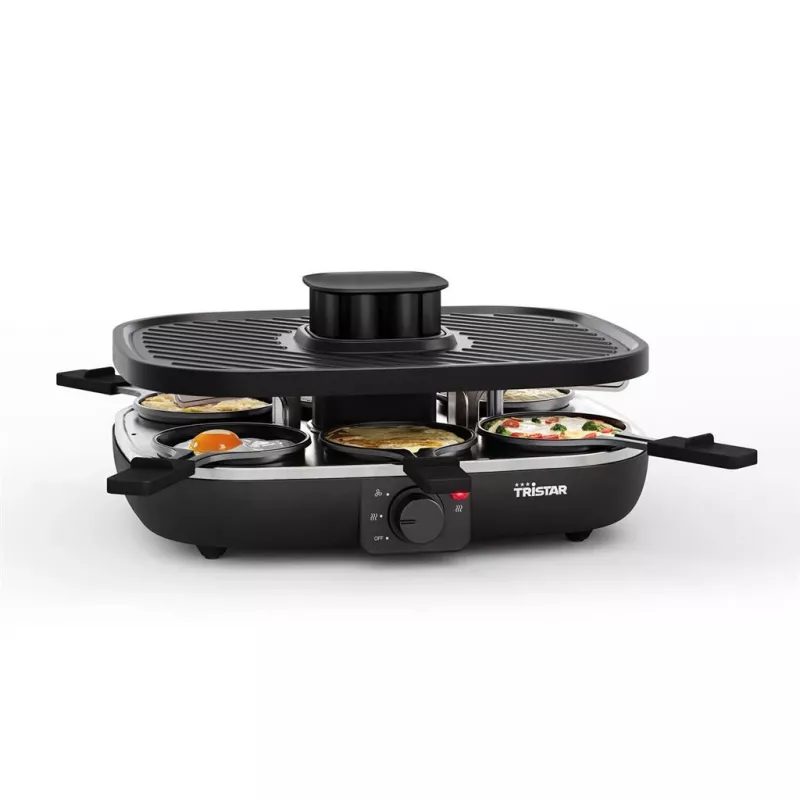 Tristar RA-2760 Raclette-Grill mit 6 Pfännchen, aktiver Belüftung, Schwarz