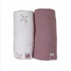 Lodger Swadler Solid Matcha Baumwoll-Pucktuch, Powder Rose, 110x110 cm, 2er-Pack