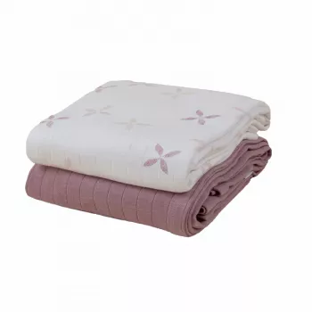 Lodger Swadler Solid Matcha Baumwoll-Pucktuch, Powder Rose, 110x110 cm, 2er-Pack