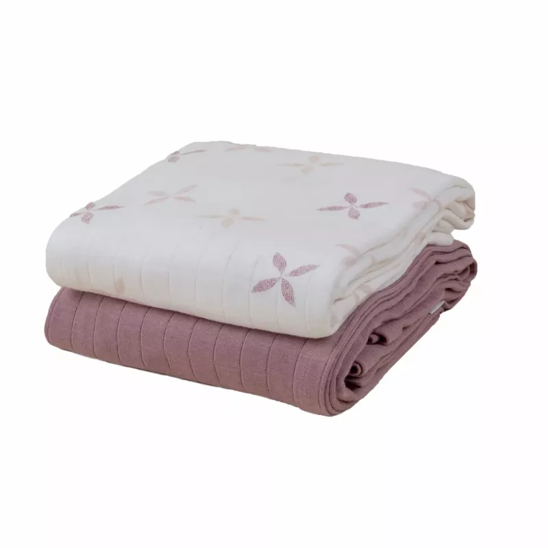 Lodger Swadler Solid Matcha Baumwoll-Pucktuch, Powder Rose, 110x110 cm, 2er-Pack