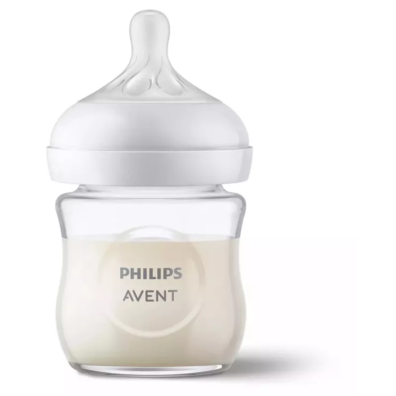 Philips Avent Natural Response Glas Babyflasche 125 ml mit Neugeborenen-Sauger, 0m+