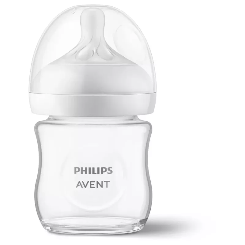 Philips Avent Natural Response Glas Babyflasche 125 ml mit Neugeborenen-Sauger, 0m+