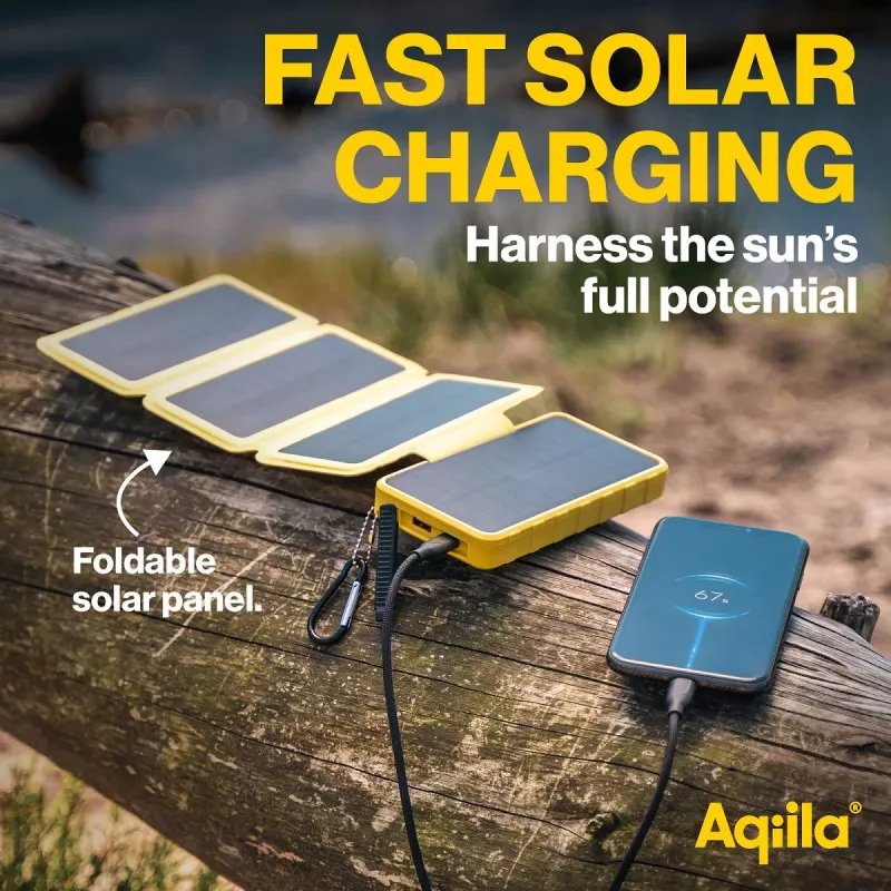 Aqiila Powerbird BS10 Solar-Powerbank 10000 mAh Schwarz & Orange