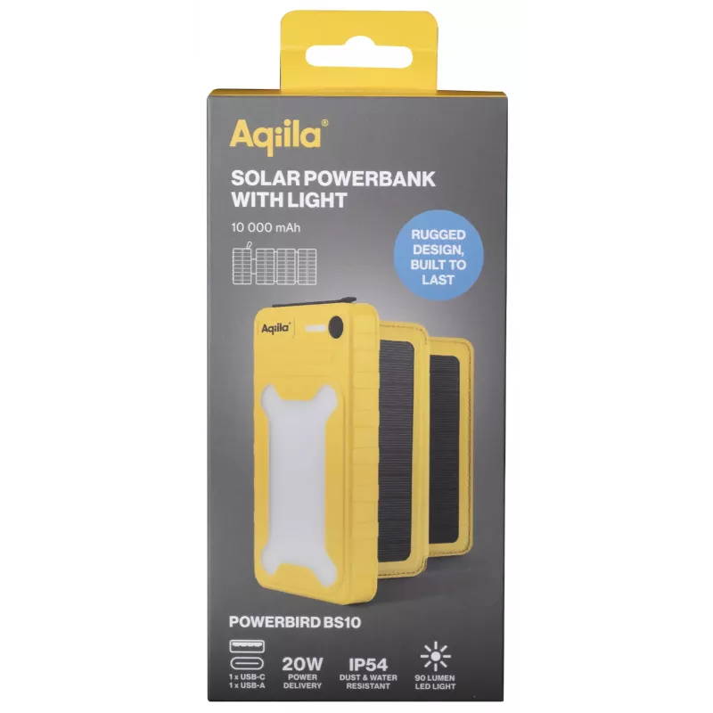 Aqiila Powerbird BS10 Solar-Powerbank 10000 mAh Schwarz & Orange