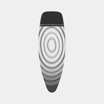 Brabantia Bügelbrettbezug Titan Oval, 135 x 45 cm, Größe D, 8 mm Polsterung, Baumwolloberfläche mit Schaumstoff, Metallic Grau