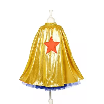 Souza! Superheldin Kostüm Kleid mit Umhang, Pink/Gold/Blau, 5-7 Jahre (116-128 cm)