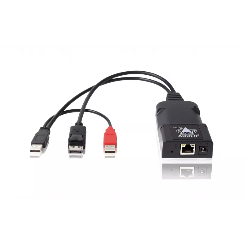 ADDER ALIF101T-DP DisplayPort KVM Extender Transmitter über Cat5e/6/7 - 2560x1600, USB 2.0, Audio, schwarzes Aluminium