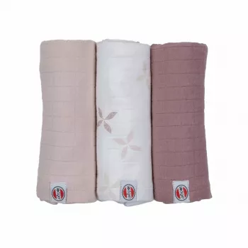 Lodger Swadler Solid Matcha Baumwoll-Pucktuch, Rose, 70x70 cm, 3 Stück