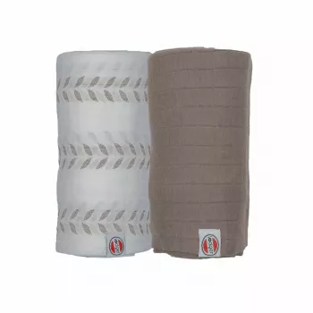 Lodger Swaddler Solid Matcha Baumwoll-Musselin-Pucktuch, Birch/Buffalo, 110x110 cm, 2er-Pack