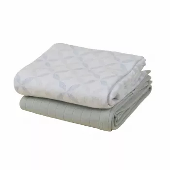 Lodger Swadler Solid Matcha Baumwoll-Pucktuch, Peppermint/Blue Fogg, 110x110 cm, 2er-Pack