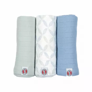 Lodger Swadler Solid Matcha Baumwoll-Pucktuch, Pfefferminz, 70x70 cm, 3er-Pack