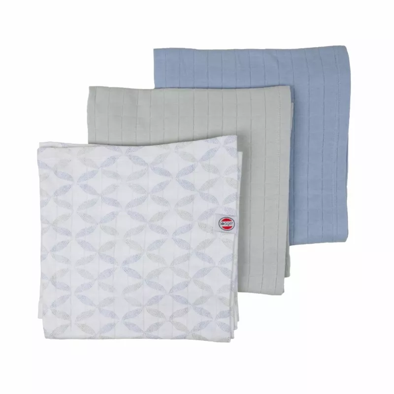 Lodger Swadler Solid Matcha Baumwoll-Pucktuch, Pfefferminz, 70x70 cm, 3er-Pack