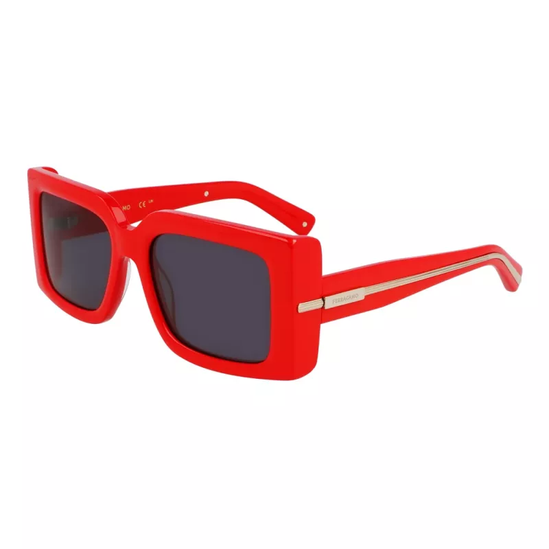 Ferragamo SF2032S-600 Damen Cat-Eye-Sonnenbrille, rotes Gestell, graue Gradient-Gläser, 55/19/140 mm