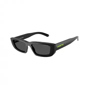 Arnette AN4357-121487 Herren-Sonnenbrille, rechteckig, mattschwarzes Gestell, graue Gläser, 53/17/145 mm