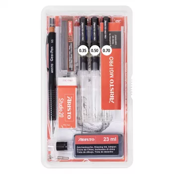 ARISTO mg1 pro Studio Technisches Zeichnen Tuschefüller-Set Schwarz (AR64150)