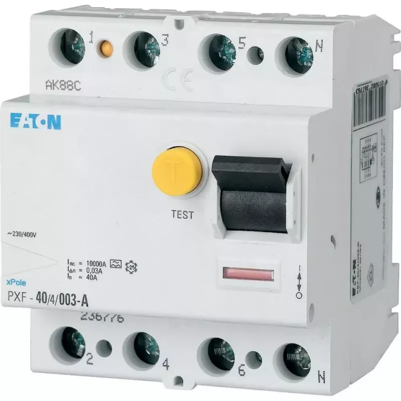 EATON PXF-63/4/03-B Fehlerstromschutzschalter, 63A, 4-polig, 300mA, Typ B 300303