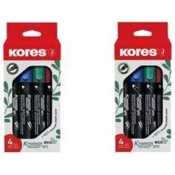 Kores ECO XP1 Permanentmarker, Rundspitze, 3 mm, verschiedene Farben, 4er-Set M20764