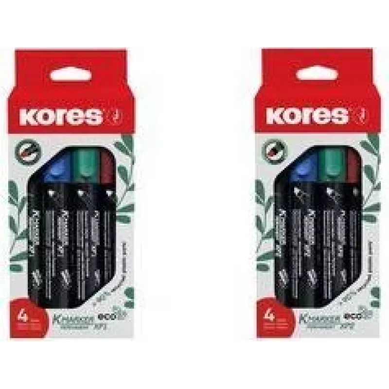 Kores ECO XP1 Permanentmarker, Rundspitze, 3 mm, verschiedene Farben, 4er-Set M20764