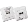 Wirewin DD-TRIO-C6 UP2 WS CAT6 geschirmte Unterputz-Datendose, 2-Port, LSA, Reinweiß RAL 9010
